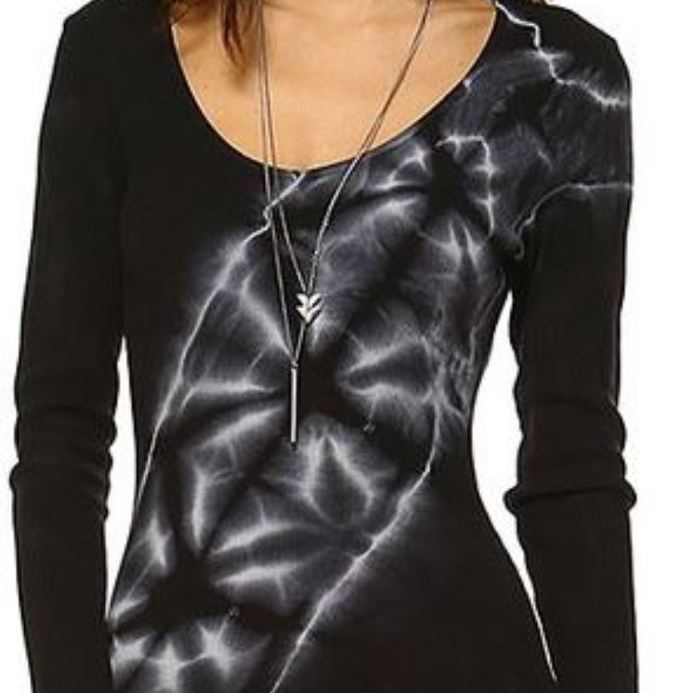 Black Tie-Dye Accent Tee - Long Sleeves